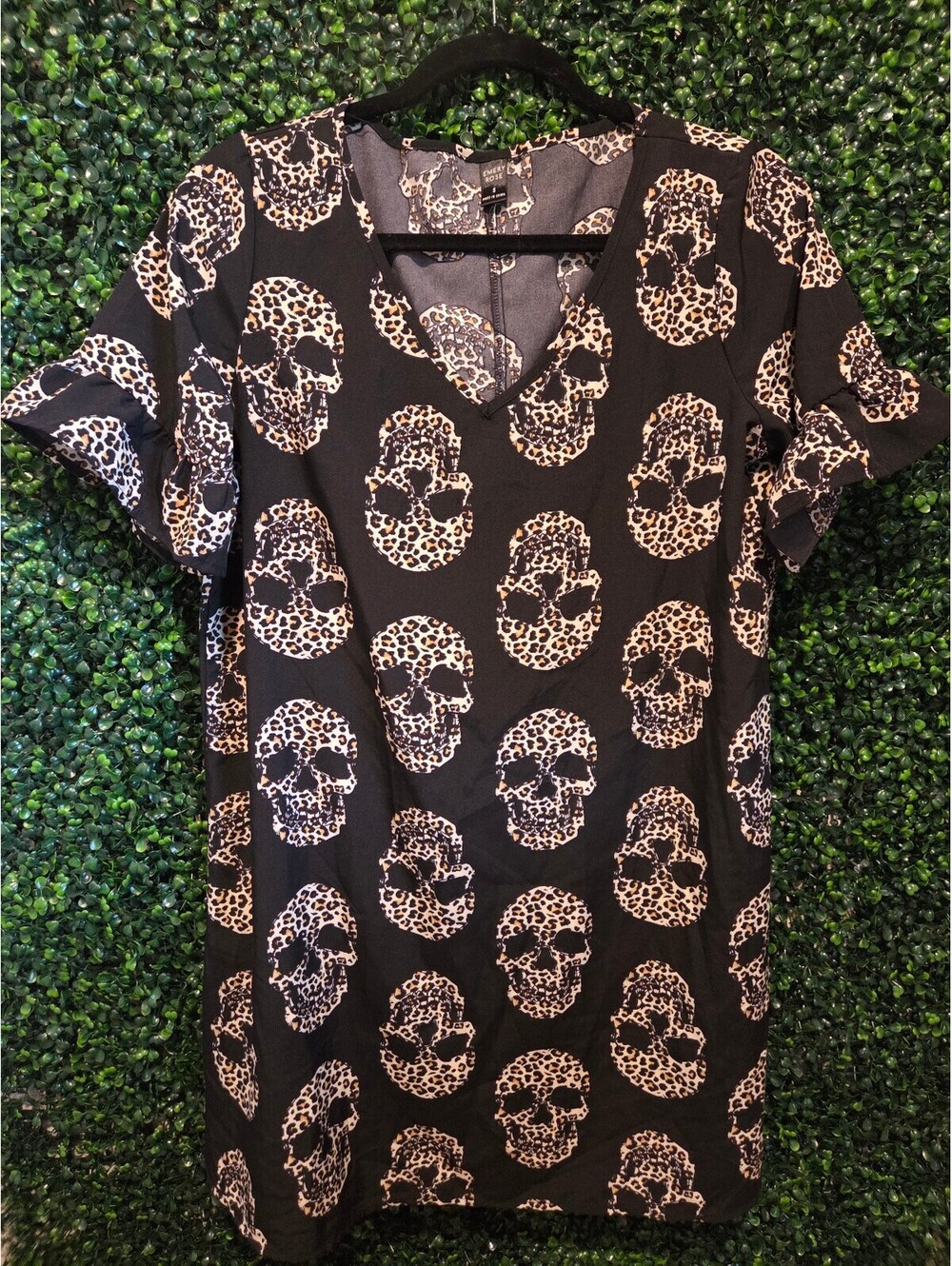 Emery Rose Leopard Skull Print Dress Size Small